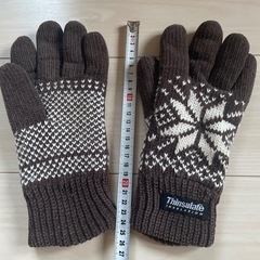 ユニセックス　ブラウンThinsulate 雪の結晶柄手袋の画像