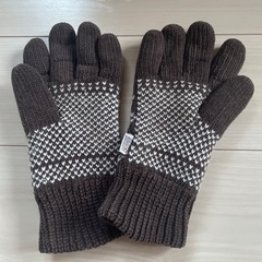 ユニセックス　ブラウンThinsulate 雪の結晶柄手袋の画像