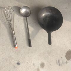 3点売り：中華鍋：おたま、ボールホイッパー：中古良品の画像