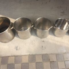 ステンレス寸銅鍋：５点：円形：直経＝３０ｃｍ、２６，２４，２２，１６ｃｍ新品同様：の画像