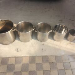 ステンレス寸銅鍋：５点：円形：直経＝３０ｃｍ、２６，２４，２２，１６ｃｍ新品同様：の画像