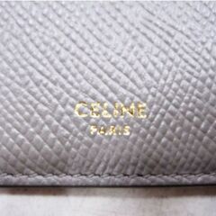 CELINE コンパクトジップカードホルダー　レザー　カード入れ　カードケース　グレージュ系　コインケース　セリーヌ　711ZSの画像