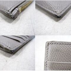 CELINE コンパクトジップカードホルダー　レザー　カード入れ　カードケース　グレージュ系　コインケース　セリーヌ　711ZSの画像