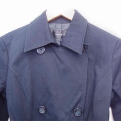 Cosa de Ver トレンチコート アウター 長袖 ミドル丈 コットン 綿 無地 M ブラックの画像