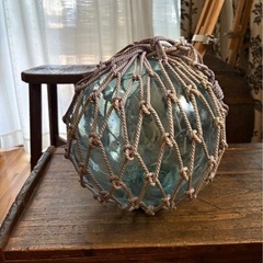 ヴィンテージ　特大　大きな　ガラス球　浮ガラス オブジェ 緑色 ...