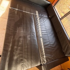 IKEA L字型レザーソファベッドの画像
