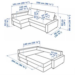 IKEA L字型レザーソファベッドの画像