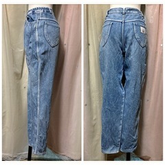 ヴィンテージ ハイウエストケミカルハードウォッシュ テーパードジーンズ デニムの画像