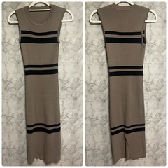 ANAP アナップ バックスリットボーダーリブニットワンピースの画像