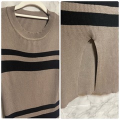 ANAP アナップ バックスリットボーダーリブニットワンピースの画像