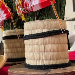 お正月飾りセット 門松 鏡餅 造花 赤い布の画像