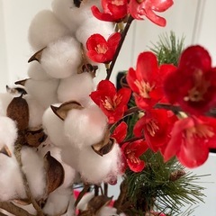 お正月飾りセット 門松 鏡餅 造花 赤い布の画像