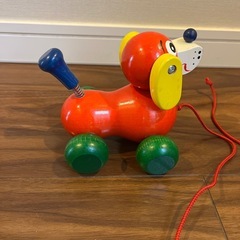 木のおもちゃ　　犬　お散歩の画像