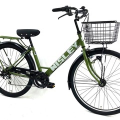 普段使い未使用　27.5型シティサイクル6段変速オートライト　カーキの画像