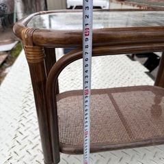 ラタン　ガラステーブルの画像