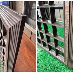 アルミ製 窓用面格子 約155×53.5cm 防犯リフォーム向け 2枚セットの画像