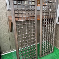 アルミ製 窓用面格子 約155×53.5cm 防犯リフォーム向け 2枚セットの画像