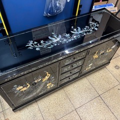螺鈿細工 花鳥図 サイドボード 漆黒塗 キャビネット 高級家具の画像