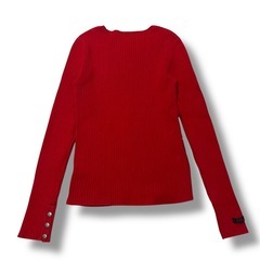 Ralph Laurenラルフローレンリブ編みニット長袖セーターレッドの画像