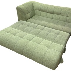 NO.2665 ニトリ コーナーソファ ソファベッド グリーン 収納付き ソファ 家具 中古の画像