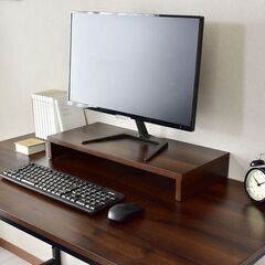 モニター台【キエット／ウォルナット色】デスク収納 棚  傷あり B品 アウトレット品 ※定価2,390円 の画像