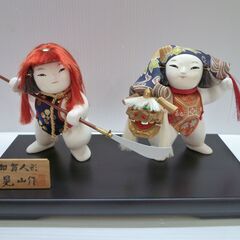 ★加賀人形 晃山作 大橋晃山 獅子舞 日本人形 和風 置物 ガラスケース入り 郷土玩具 伝統工芸 飾物 床飾り iの画像
