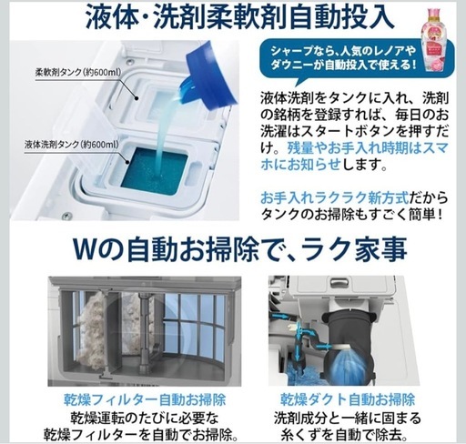 シャープ 洗濯機 ドラム式 ES-W114-SR ハイブリッド乾燥 右開き(ヒンジ右) DDインバーター搭載 洗剤自動投入