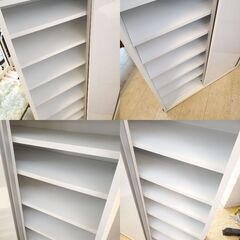 ② キッチンストッカー パントリー キャビネット 食品庫 食器棚 2枚スライド扉 12段 棚板可動式 ホワイト■幅75cm×奥行40cm×高さ181㎝■近隣配送無料 買取帝国 朝霞店の画像