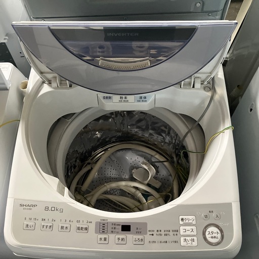 O 2512-649 SHARP 全自動洗濯機8.0kg ES-GV8D 2019年製　動作確認済み　キズ汚れ有り