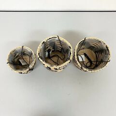 stp-3683　未使用品　ハンギングプランター　3個セット　黒/ベージュ　吊り鉢　植木鉢　プランター　ガーデニング　鉢カバー　壁掛けの画像