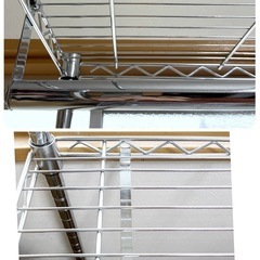 3段シェルフ　ハンガーラック　ポール2本　の画像