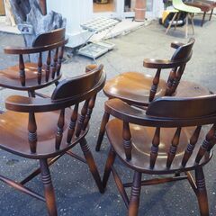 4脚まとめて◆飛騨 キツツキマーク ウィンザーチェア レトロ　アンティーク 喫茶 カフェ ダイニング◆の画像