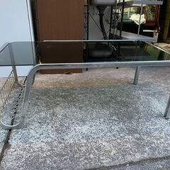 【リユースショップスパークル】ガラステーブル　No.198　センターテーブル　ローテーブル　メタル　配送設置可能♪の画像