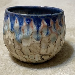 奈良の陶芸家作家 薮本 寛之 陶器のコップ 一点もの① 青 鱗の画像