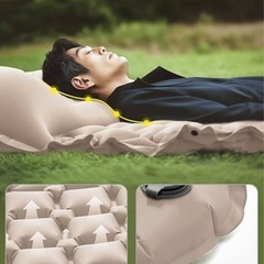 【新品】エアーマット キャンプ マット【25秒膨らむ・10CM厚さ】足踏み式 無限連結の画像