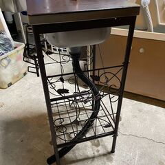 お取引中【リユースショップスパークル】簡易シンク　No.202　流し台　屋外用　蓋つき　ステンレス流し　配送設置可能♪の画像