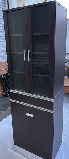 【専用出品】ニトリ 食器棚 キッチンカウンター ダークブラウン ガラス扉付き 専用出品】ニトリ 食器棚 キッチンカウンター ダークブラウン ガラス扉