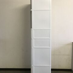 ６段 収納ケース  スリムタイプ  引き出し式＆開き式  下段2段／深さ有り プラスチック  ホワイト  キッチン用  バス用  小物入れ  収納  の画像