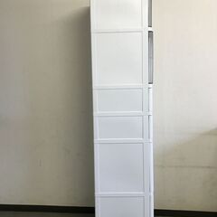 ６段 収納ケース  スリムタイプ  引き出し式＆開き式  下段2段／深さ有り プラスチック  ホワイト  キッチン用  バス用  小物入れ  収納  の画像