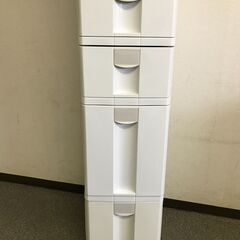 ６段 収納ケース  スリムタイプ  引き出し式＆開き式  下段2段／深さ有り プラスチック  ホワイト  キッチン用  バス用  小物入れ  収納  の画像