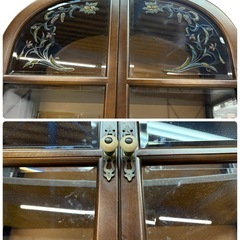 NO.2668【引取り限定】飛騨産業 穂高シリーズ キュリオケース 飾り棚 ガラス扉 キツツキマーク 収納 家具 中古の画像