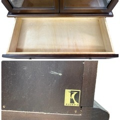 NO.2668【引取り限定】飛騨産業 穂高シリーズ キュリオケース 飾り棚 ガラス扉 キツツキマーク 収納 家具 中古の画像