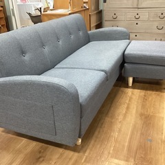三人掛けソファー　オットマン付き【町田市再生家具】252779の画像