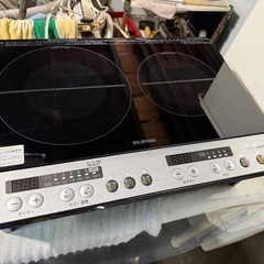 アイリスオーヤマ 2口 IHクッキングヒーター 工事不要 1400W 100V 脚付き ブラック IHK-W12SP-Bの画像