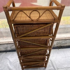 籐のチェスト 5段／ラタン収納／ナチュラル家具の画像