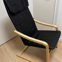リラックスチェア　木製　レザーブラック　　の画像