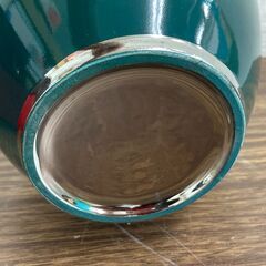 【お売りします】 冨士七宝陶器　牡丹　花瓶　壺　陶器　箱付き　グリーン　インテリアの画像