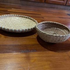 竹編み 籠 2個セット 円型 収納・インテリアの画像