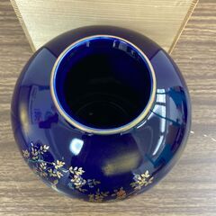 【お売りします】 九谷焼　九谷龍仙　孔雀　花柄　花瓶　壺　陶器　木箱付き　インテリアの画像