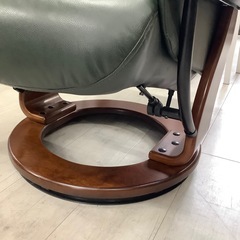 マナベインテリアハーツ　リクライニングチェアー　グリーン　オットマン付【トレファク堺福田店】の画像